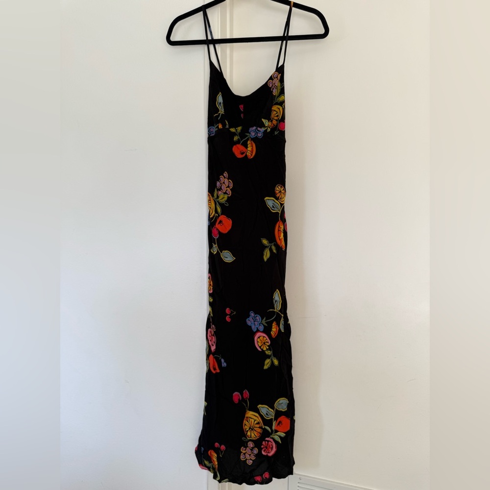 NEW Women’s Astr Black Maxi Dress with Colorful Mixed Fruit Design - Picture 5 of 16